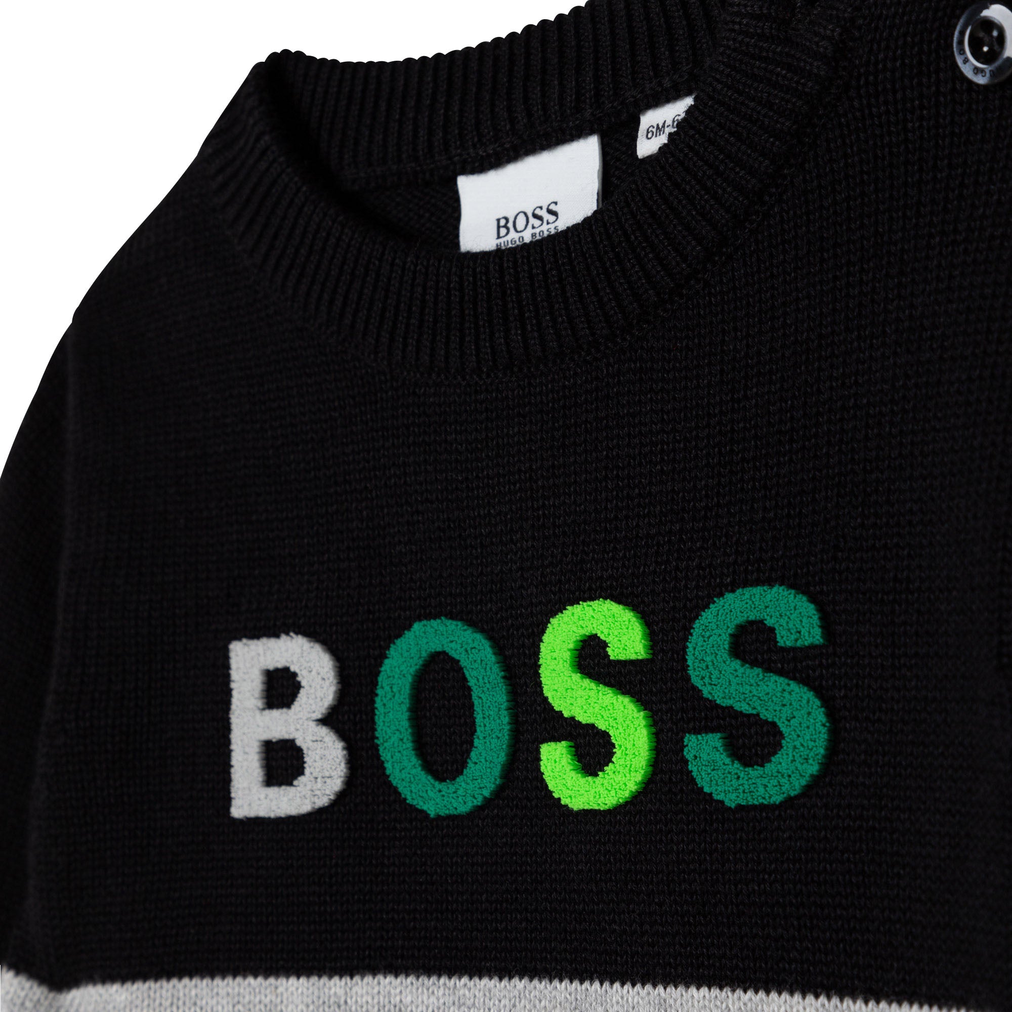 BOYS SWEATER WITH TEXT LOGO, BLACK/GREY