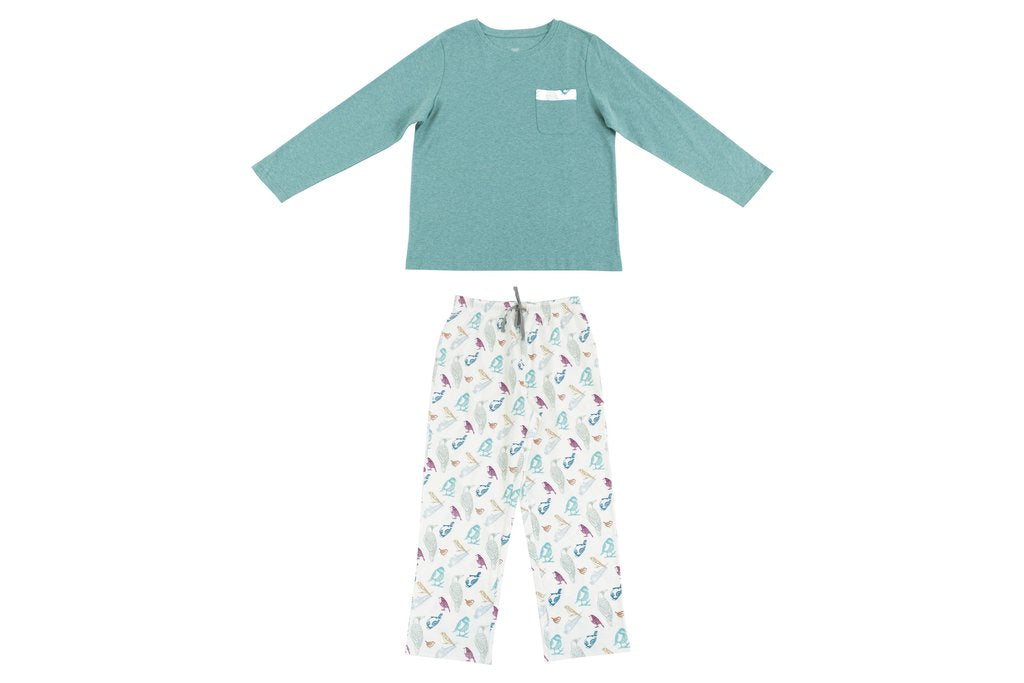 Women's Organic Cotton Long Sleeve Pocket Tee PJ Set - Birder's Paradise