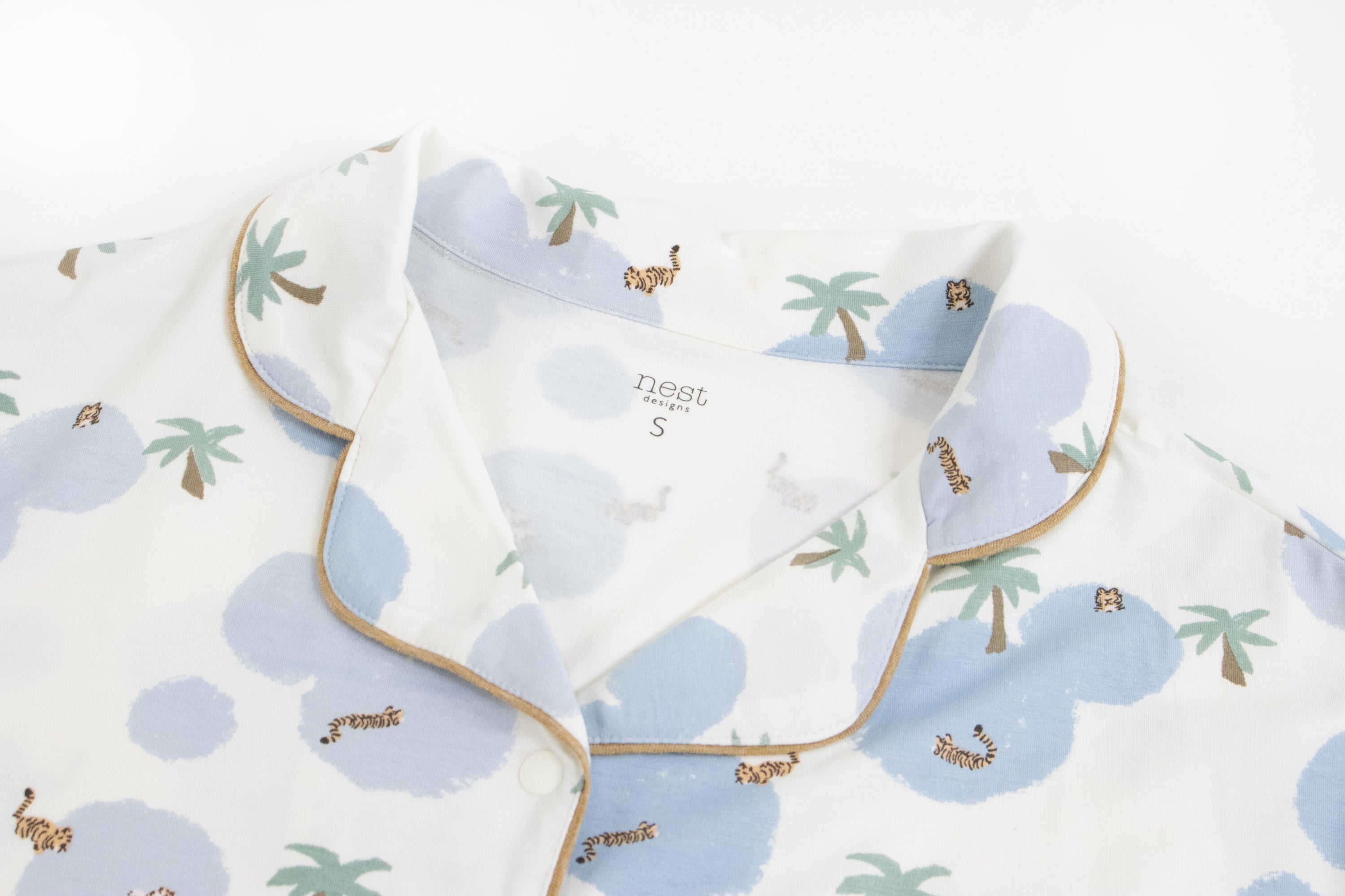 Women's Bamboo Jersey Short Sleeve Button-up PJ Set - Thirsty Tigers