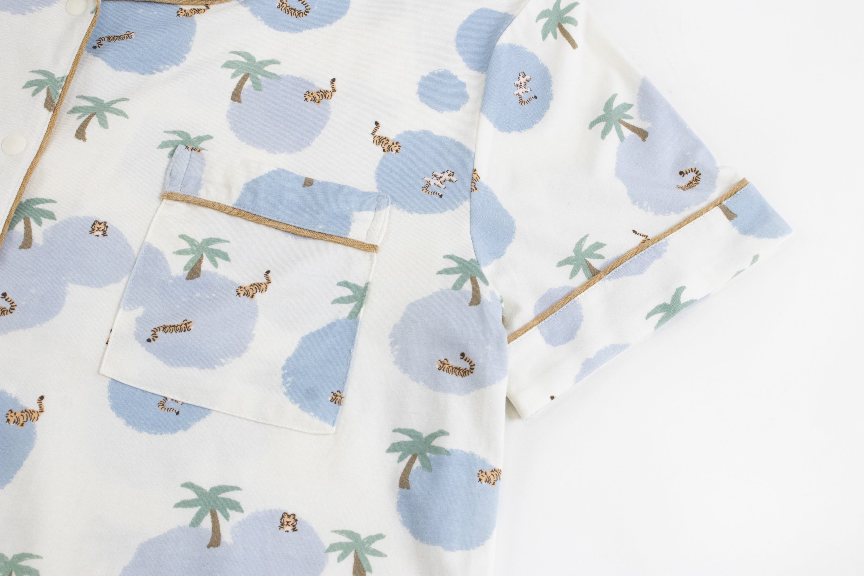 Women's Bamboo Jersey Short Sleeve Button-up PJ Set - Thirsty Tigers