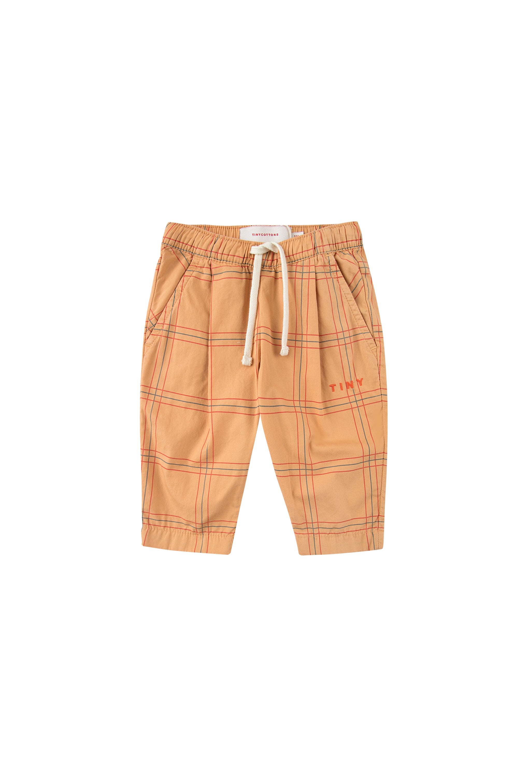 CHECK BABY PLEATED PANT toffee/red - C??marose Canada