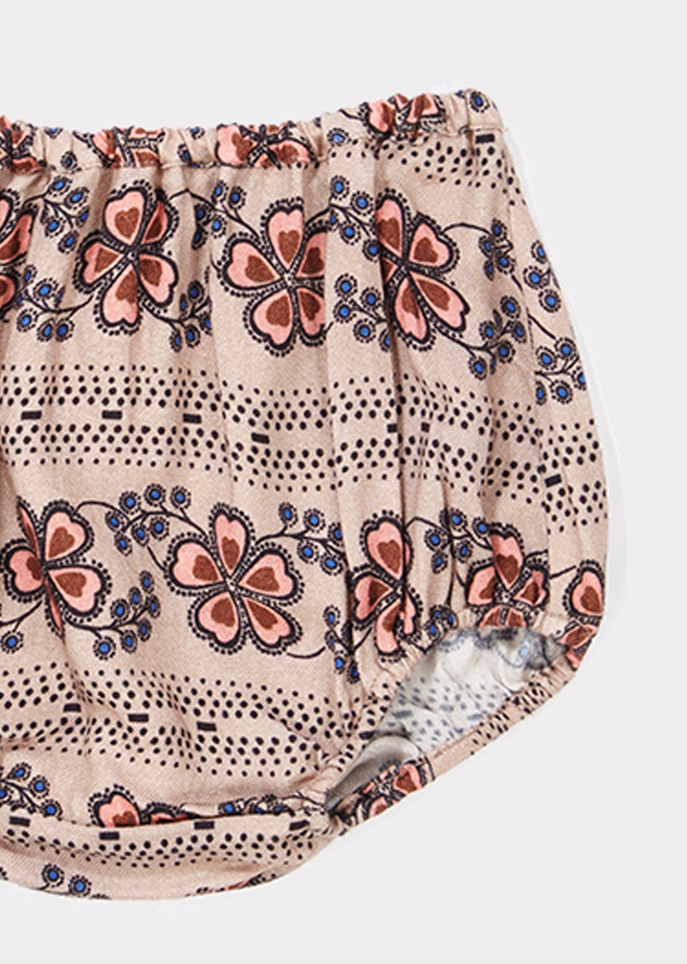 BAKIS BABY BLOOMER, POLKA FLOWER PRINT DOVE - Cemarose Children's Fashion Boutique