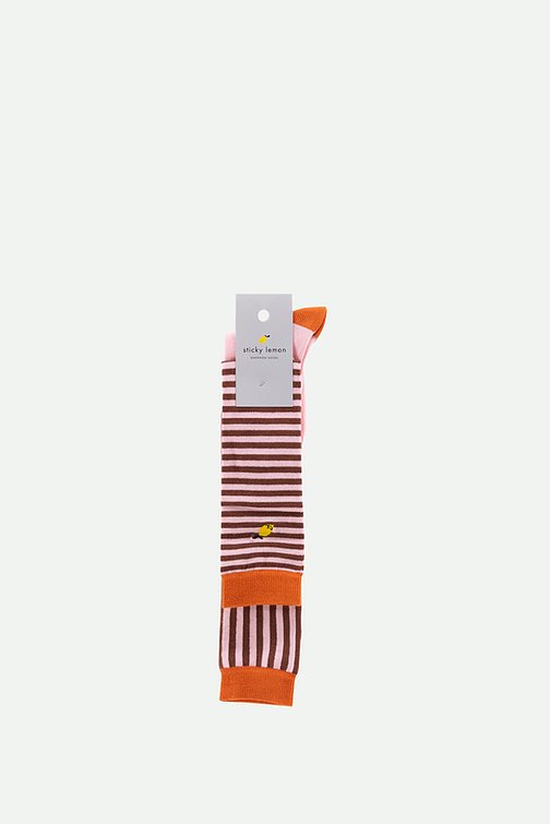 knee high socks | stripes | peony pink - Cémarose Canada