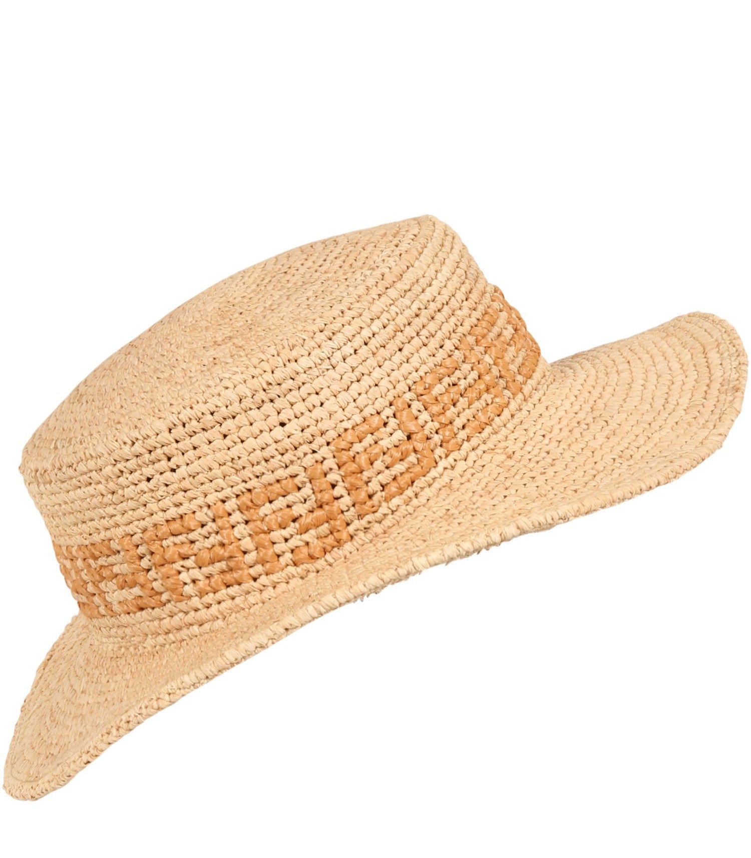 Straw Hat With FF,Beige - Cémarose Canada