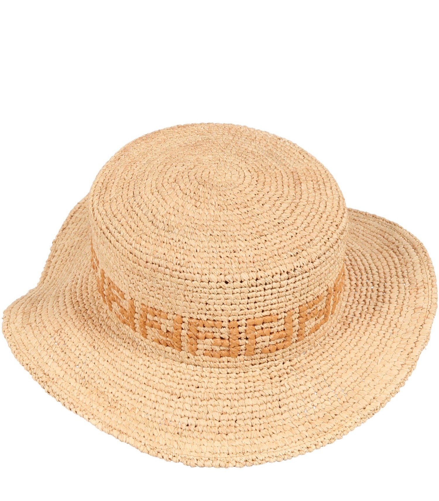 Straw Hat With FF,Beige - Cémarose Canada
