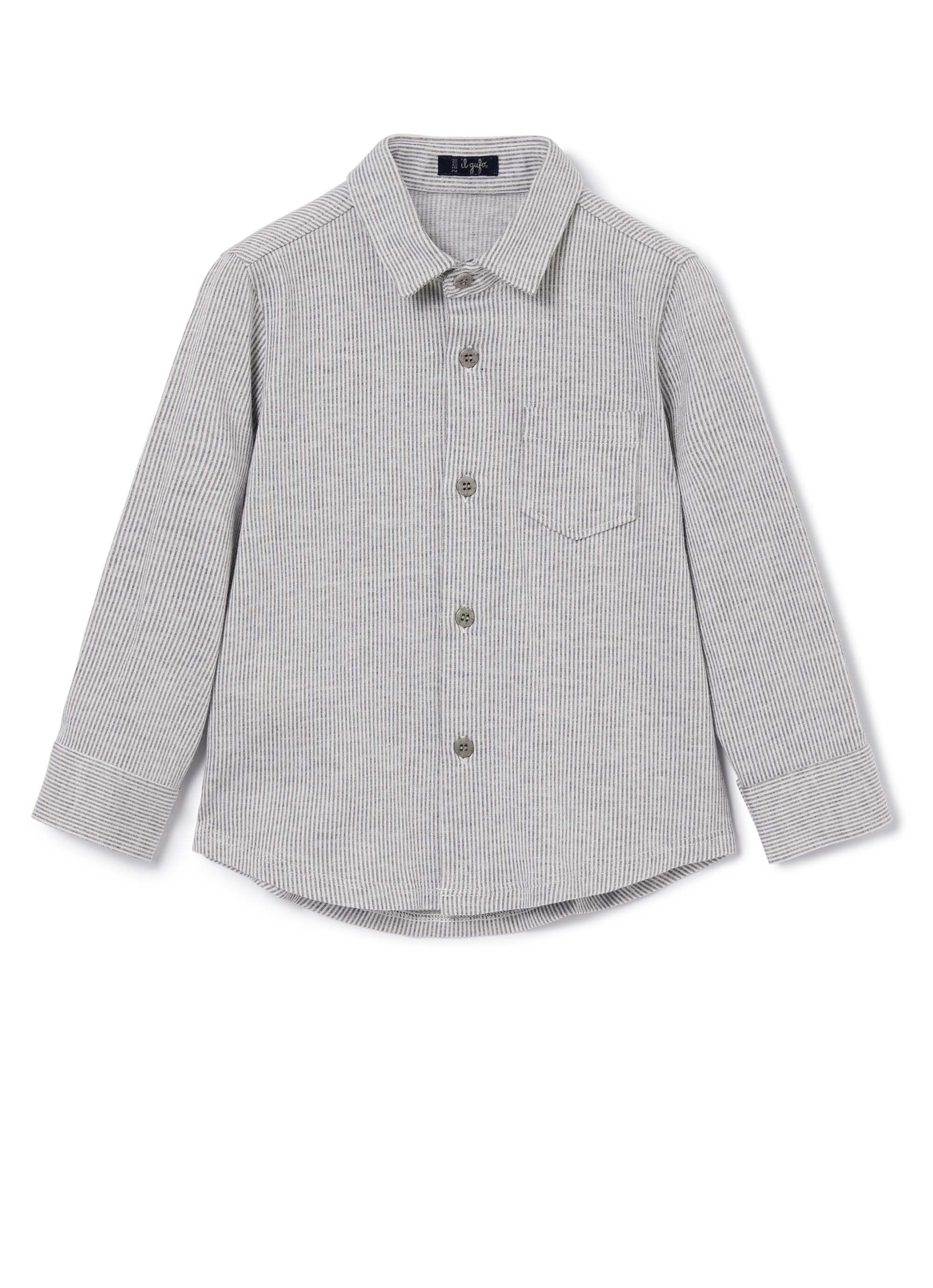 KID BOY STRIPED BUTTON DOWN,GREY - Cémarose Canada