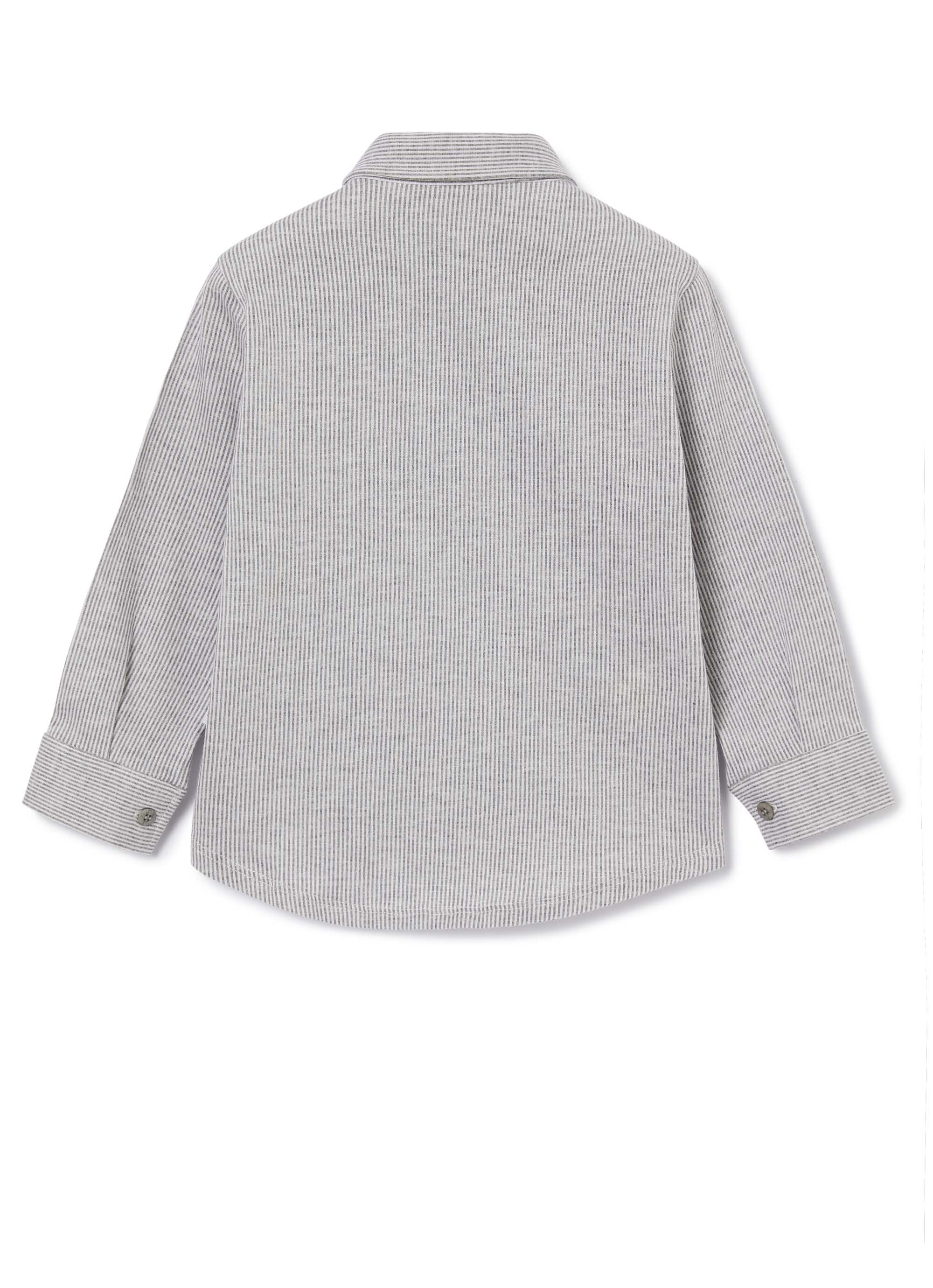 KID BOY STRIPED BUTTON DOWN,GREY - Cémarose Canada